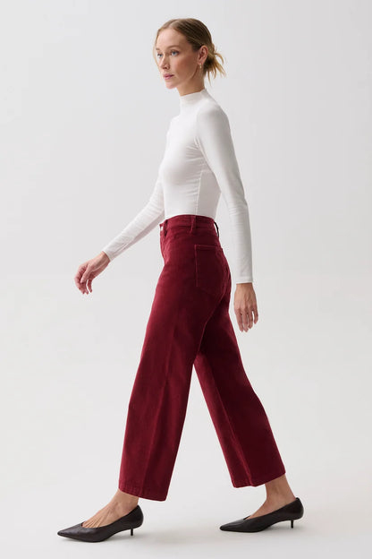 Penny Crop High Rise Wide Leg Crop Jean - Deep Crimson
