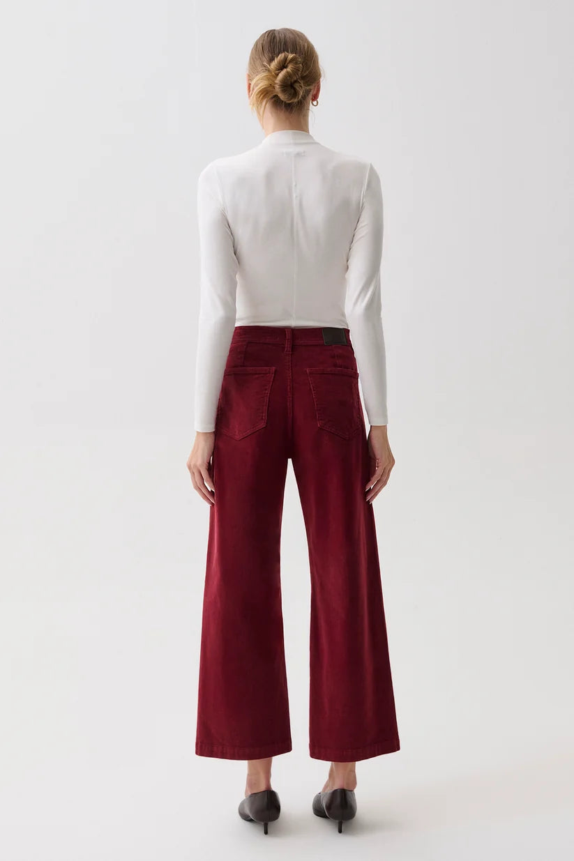 Penny Crop High Rise Wide Leg Crop Jean - Deep Crimson