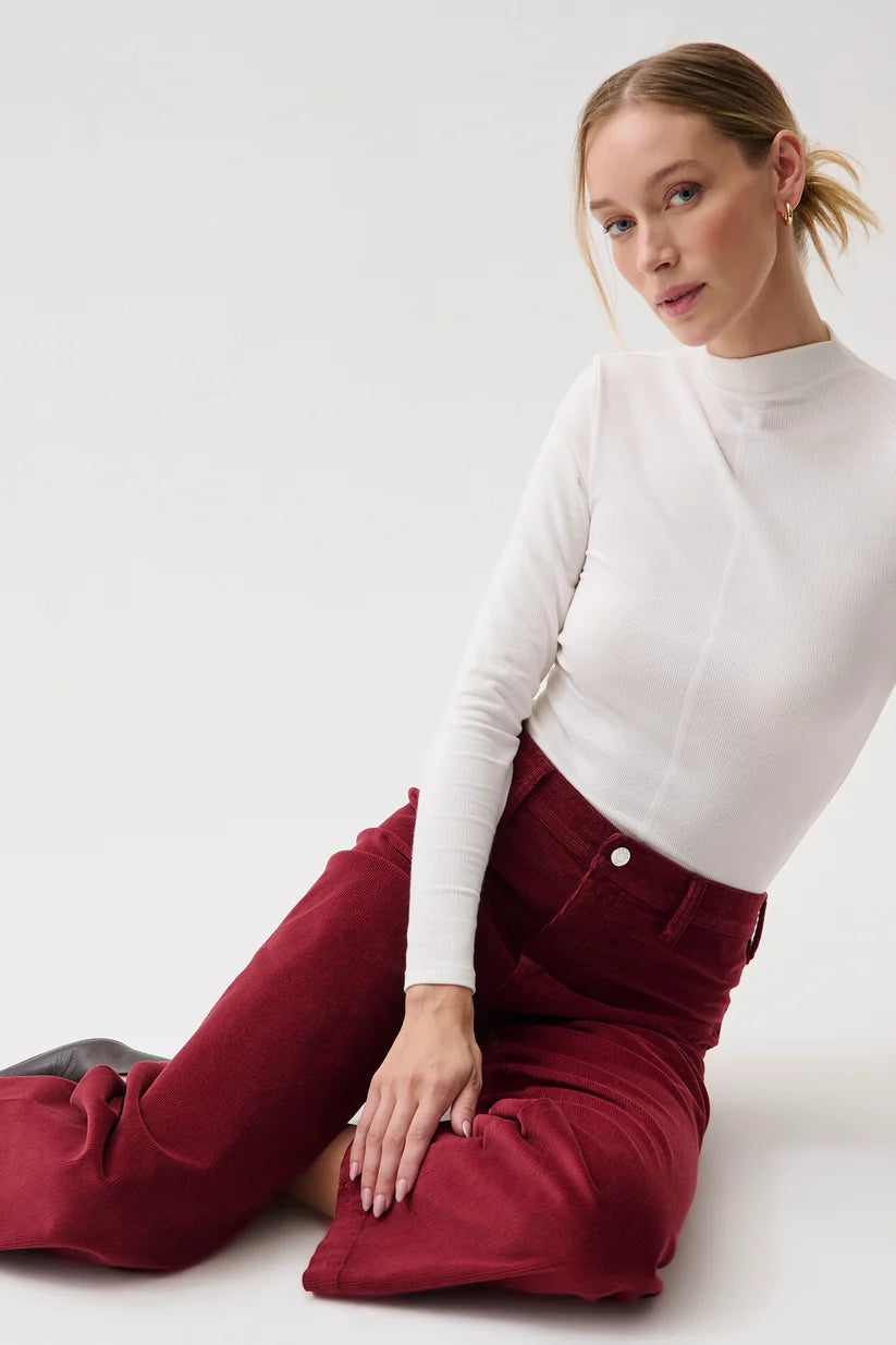 Penny Crop High Rise Wide Leg Crop Jean - Deep Crimson