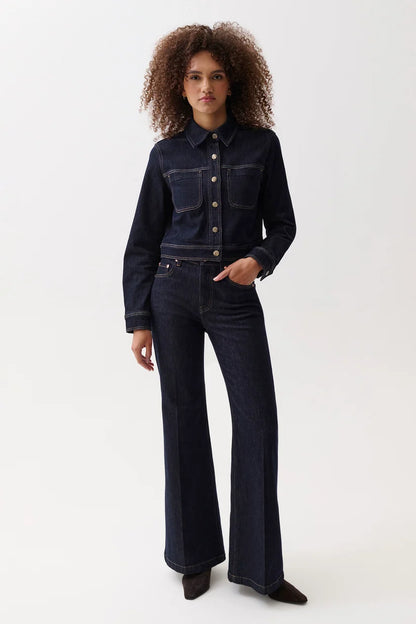 Carina High Rise Super Wide Flare Jean - Nightfall