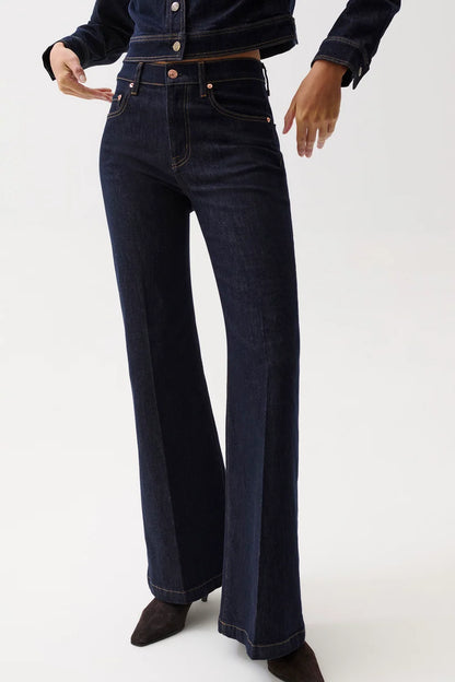 Carina High Rise Super Wide Flare Jean - Nightfall