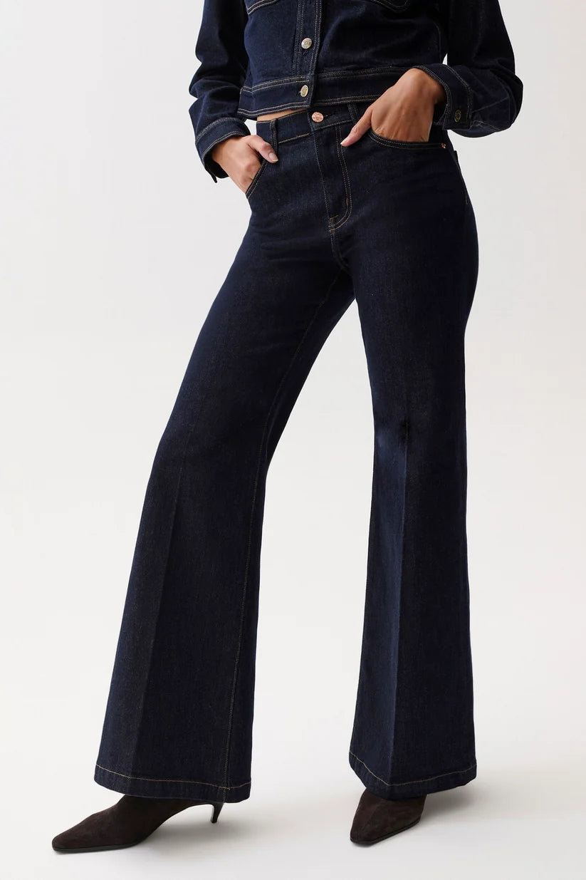 Carina High Rise Super Wide Flare Jean - Nightfall