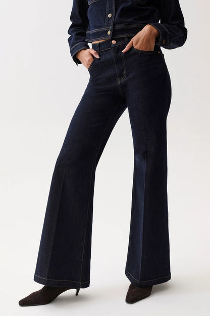 Carina High Rise Super Wide Flare Jean - Nightfall