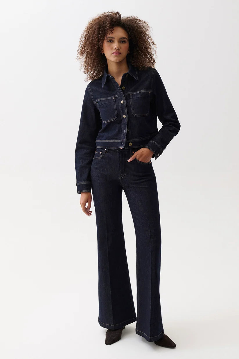 Carina High Rise Super Wide Flare Jean - Nightfall