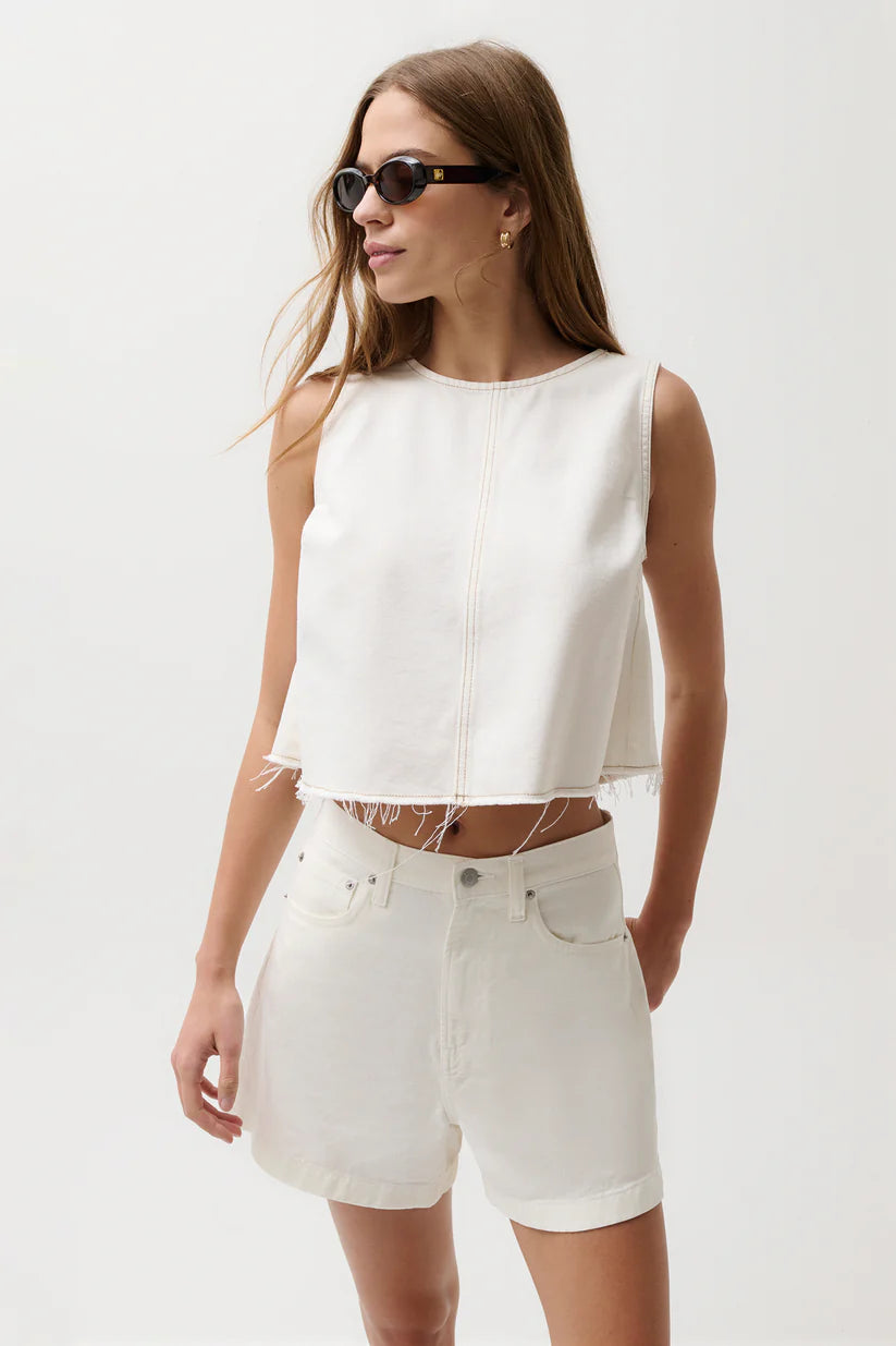 Rue Cropped Swing Shirt - Off White
