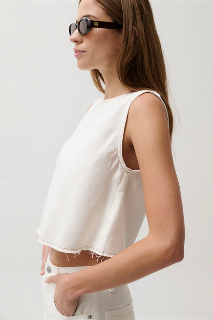 Rue Cropped Swing Shirt - Off White