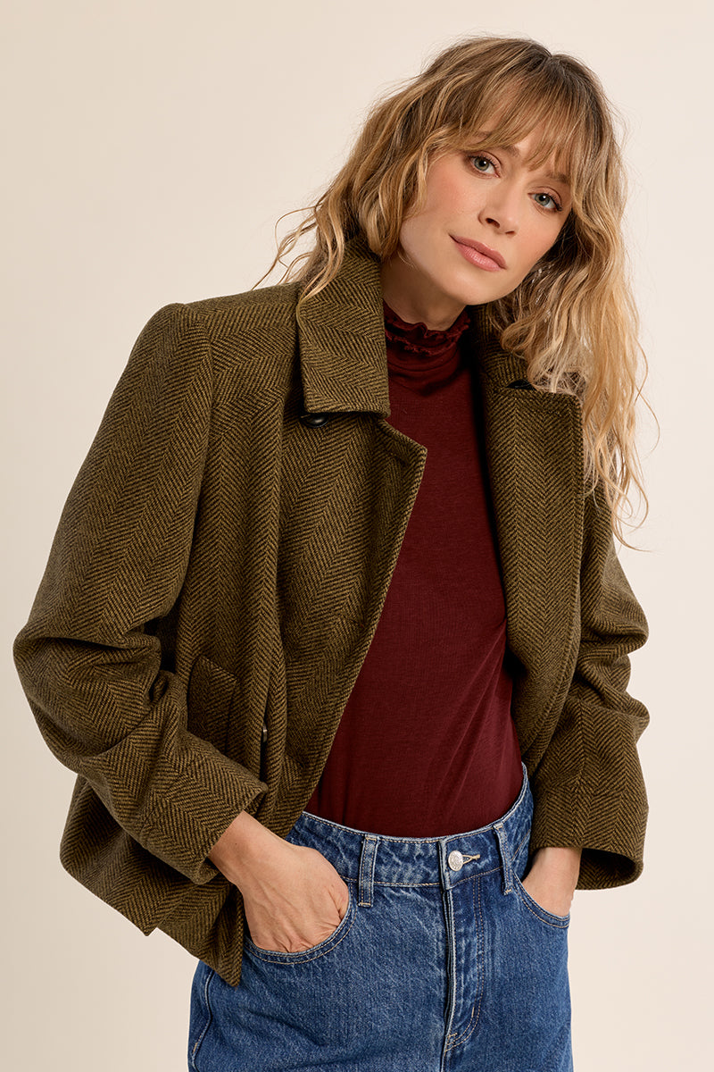 Herringbone Jacket - Khaki