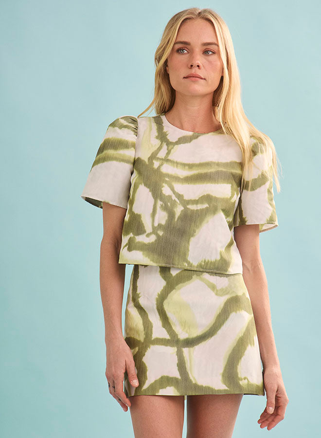 Britt Mini Skirt - Seabreeze Ikat Green