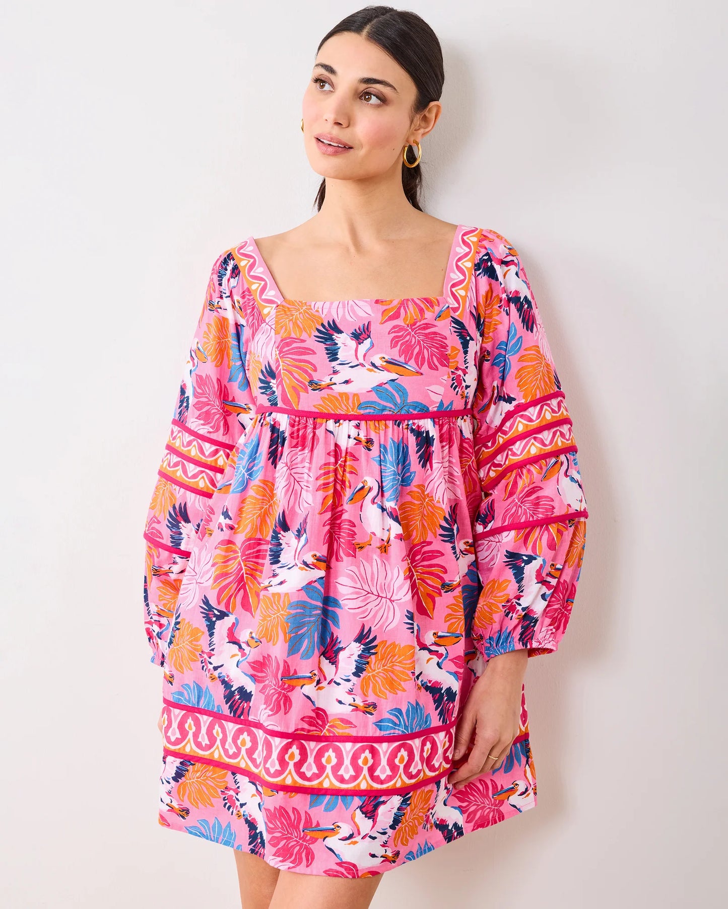 Printfresh Maria Dress - Pelican Palms - Marina Pink