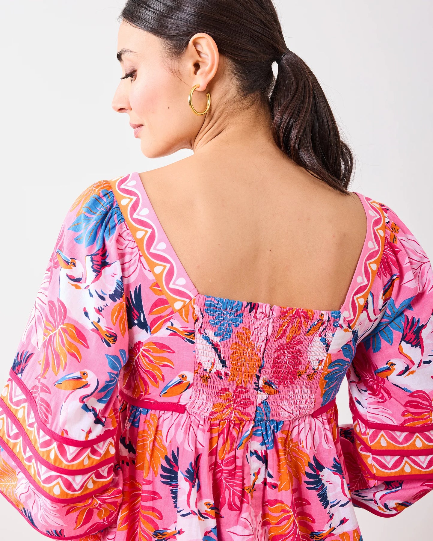 Printfresh Maria Dress - Pelican Palms - Marina Pink