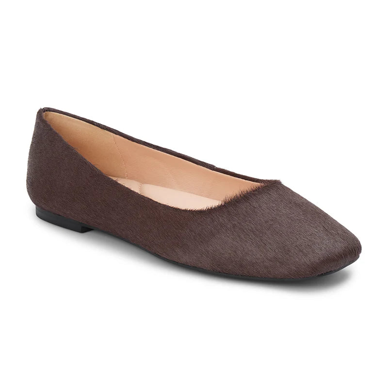 Phillip Cow Hair Ballet Flat - Coffee
