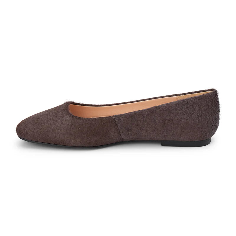 Phillip Cow Hair Ballet Flat - Coffee