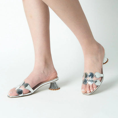 Bunny Kitten Heel Sandal - Silver