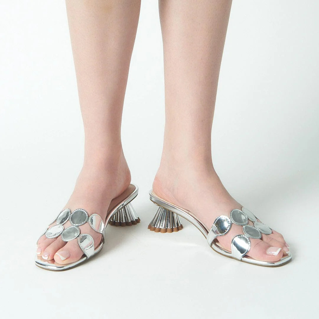 Bunny Kitten Heel Sandal - Silver