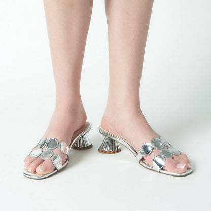 Bunny Kitten Heel Sandal - Silver