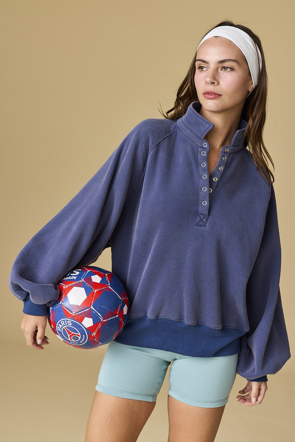 Piper Snap Button Collared Sweater - Navy