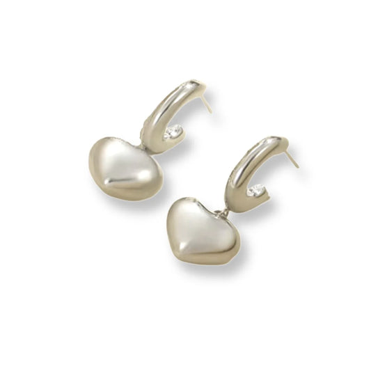Puff Heart Hoop - Silver