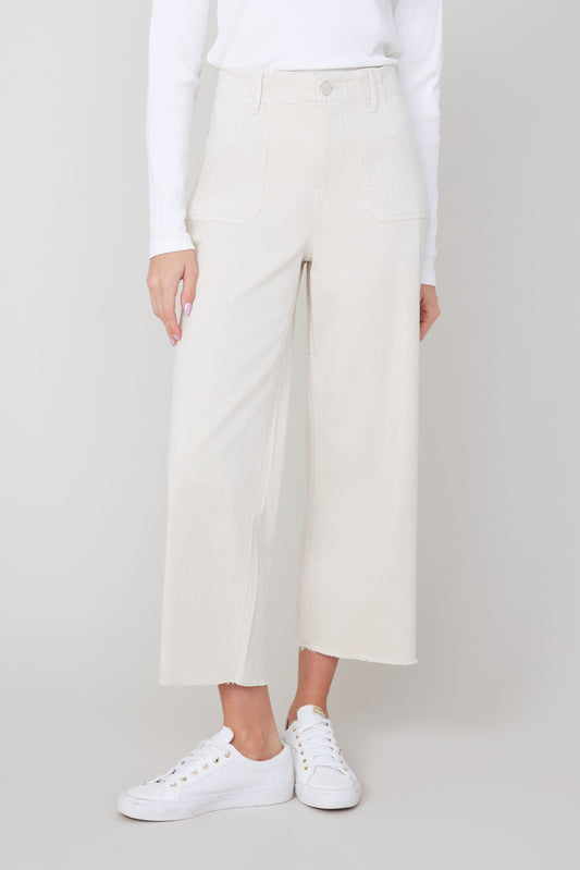 Cropped Wide Leg Pant - Oyster