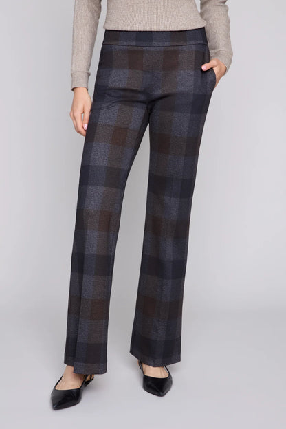 Bold Check Knit Pull On Pant - Carbon Combo