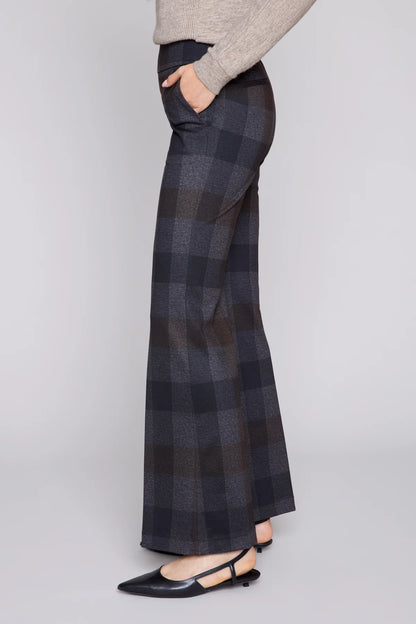 Bold Check Knit Pull On Pant - Carbon Combo