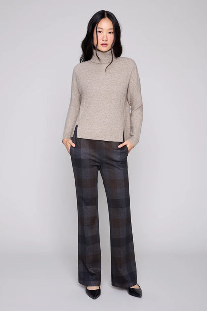 Bold Check Knit Pull On Pant - Carbon Combo