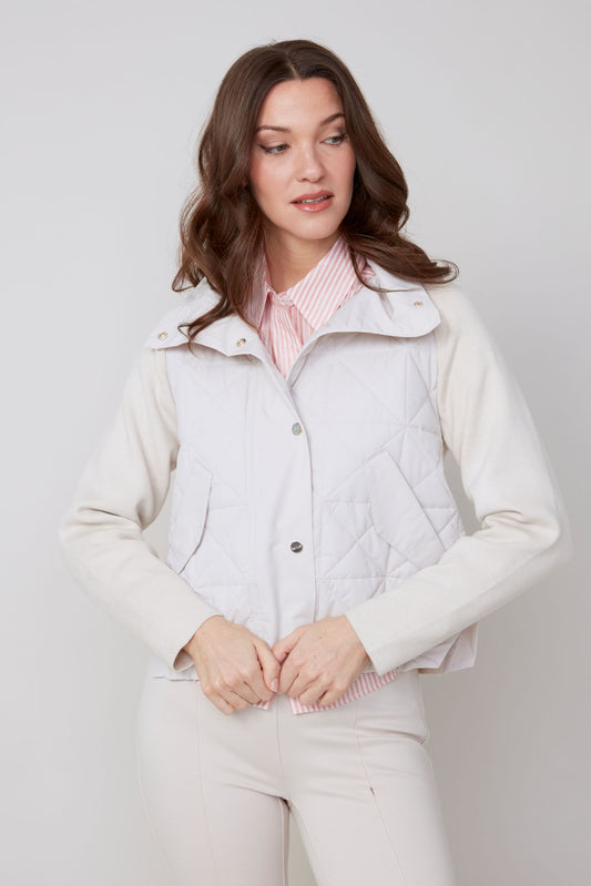 Quilted Sweater Jacket - Oyster
