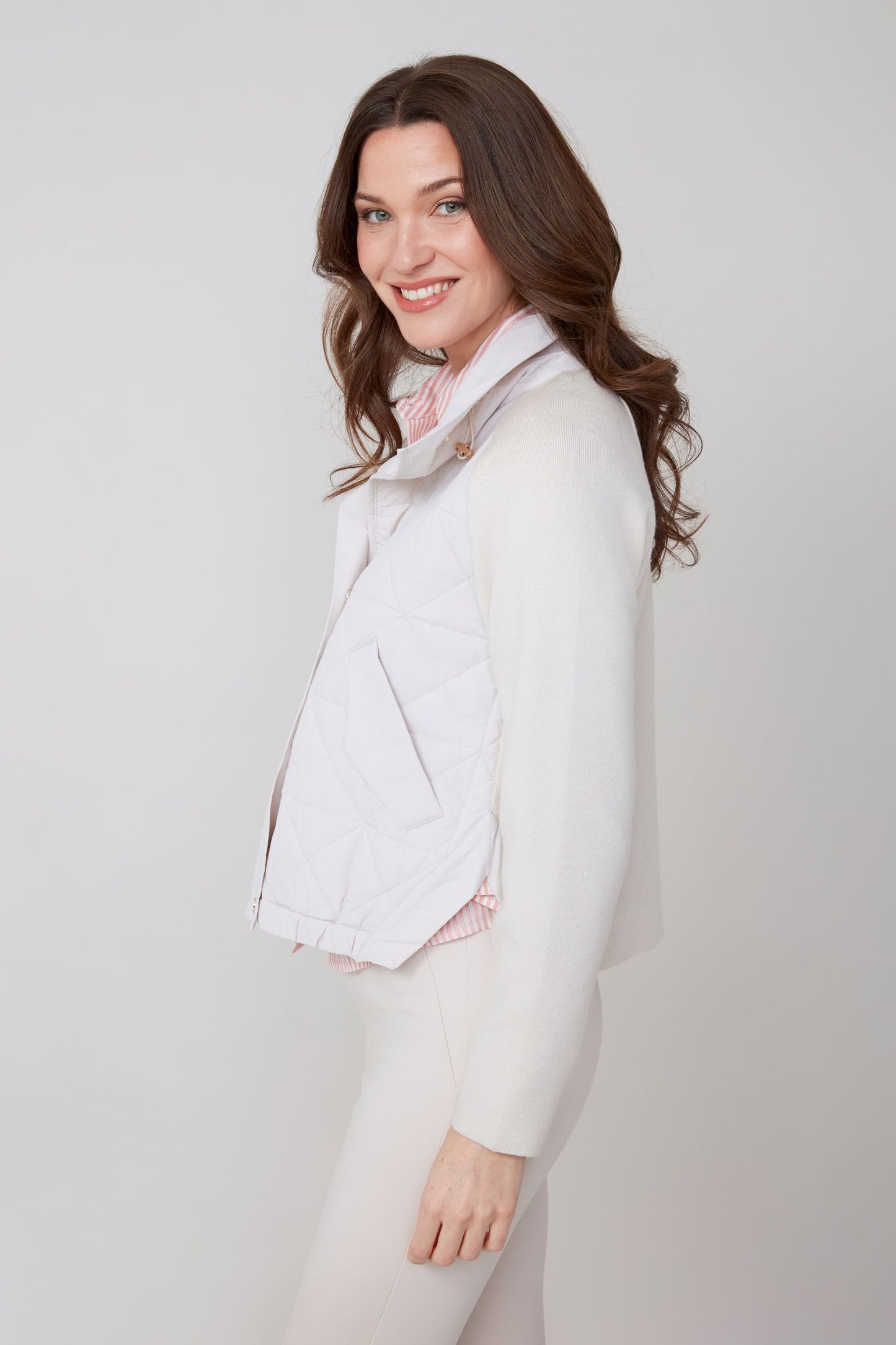 Quilted Sweater Jacket - Oyster