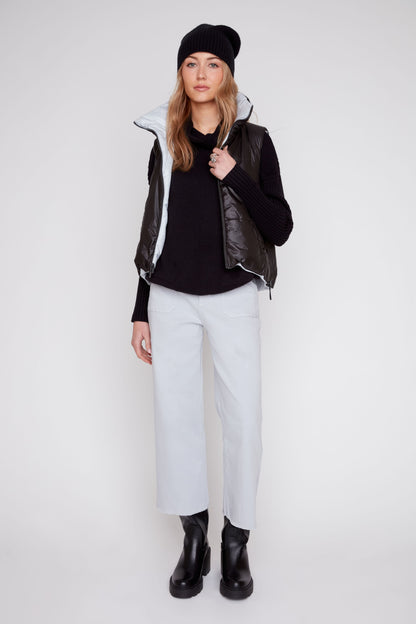 Luxe Quilted Reversible Cropped Vest - Platinum