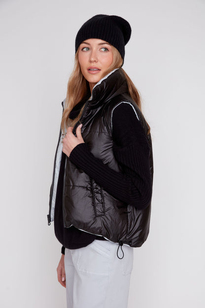 Luxe Quilted Reversible Cropped Vest - Platinum