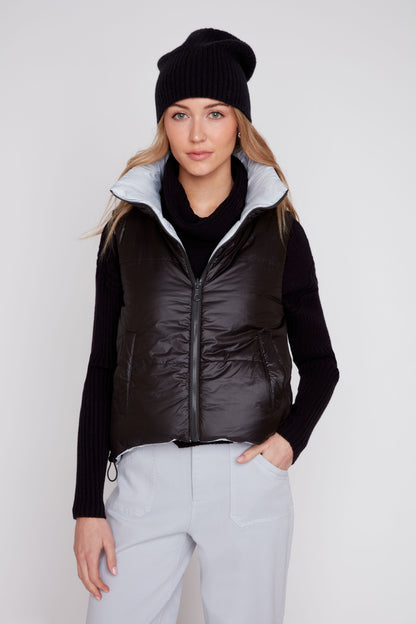 Luxe Quilted Reversible Cropped Vest - Platinum