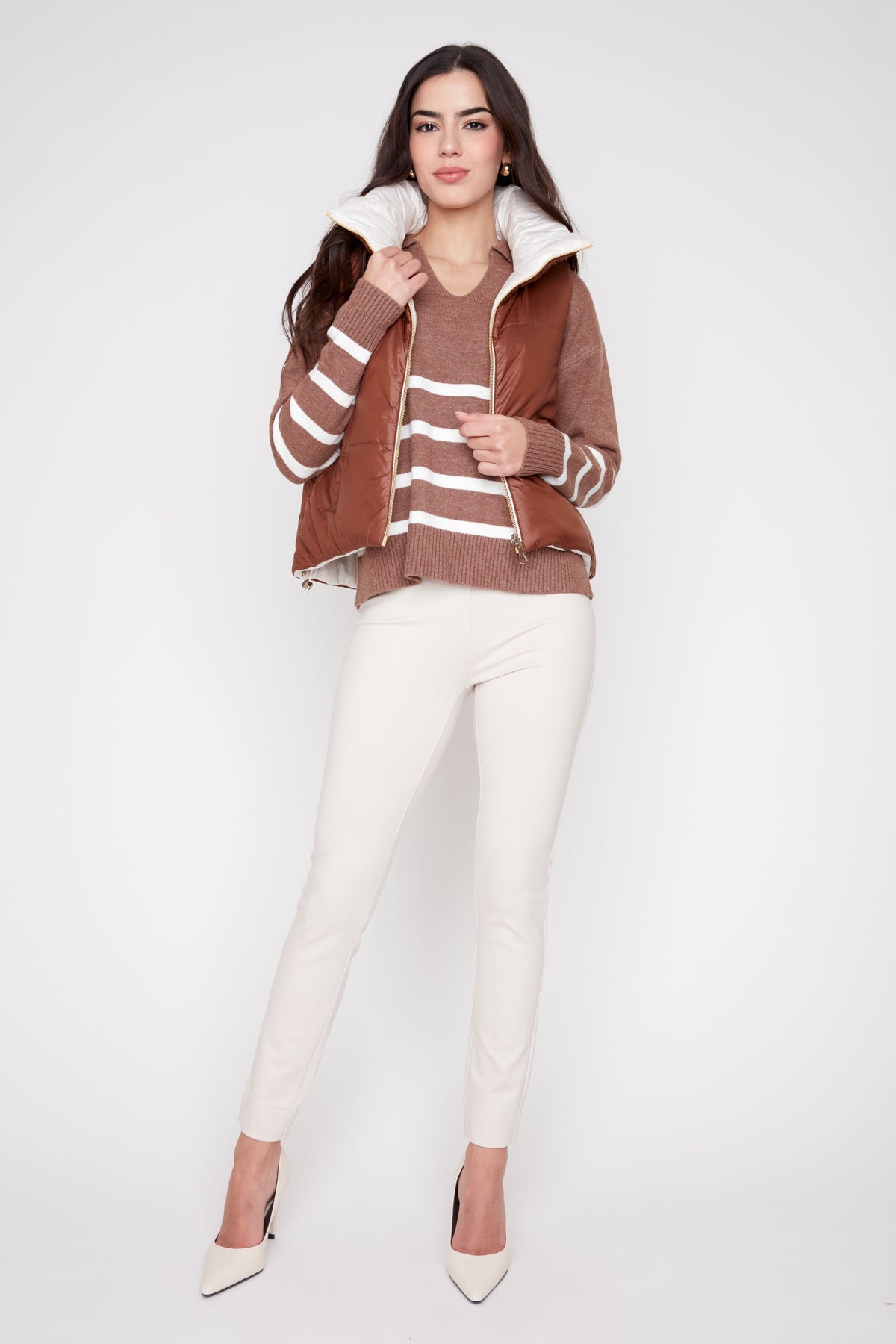 Luxe Quilted Reversible Cropped Vest - Tiramisu