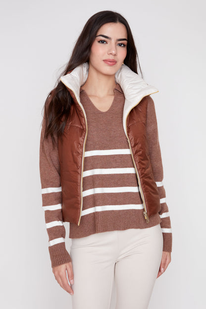 Luxe Quilted Reversible Cropped Vest - Tiramisu