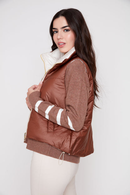 Luxe Quilted Reversible Cropped Vest - Tiramisu