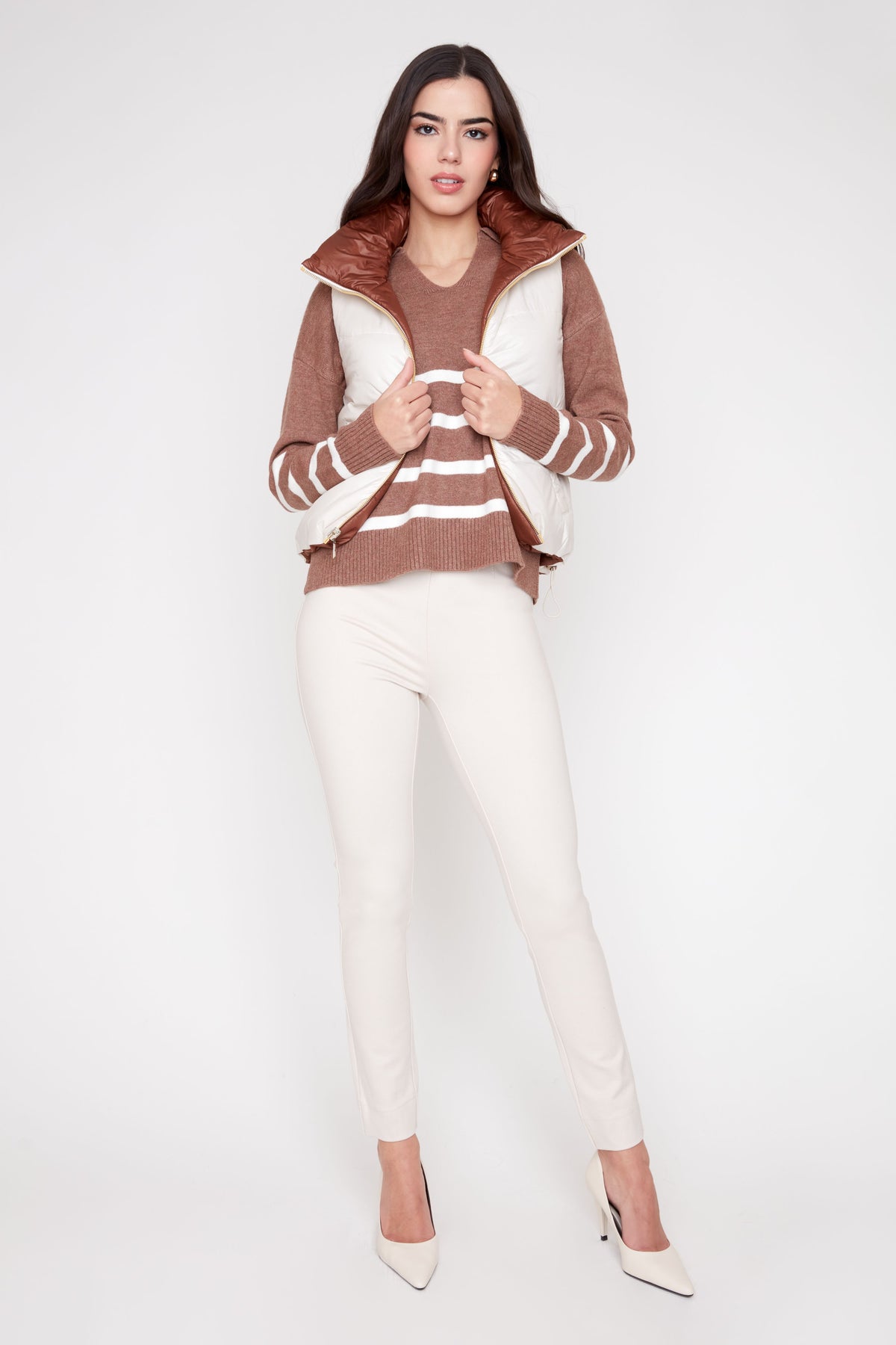 Luxe Quilted Reversible Cropped Vest - Tiramisu