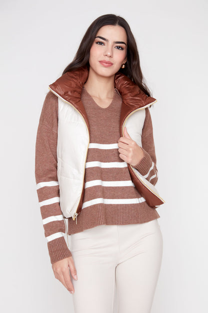 Luxe Quilted Reversible Cropped Vest - Tiramisu