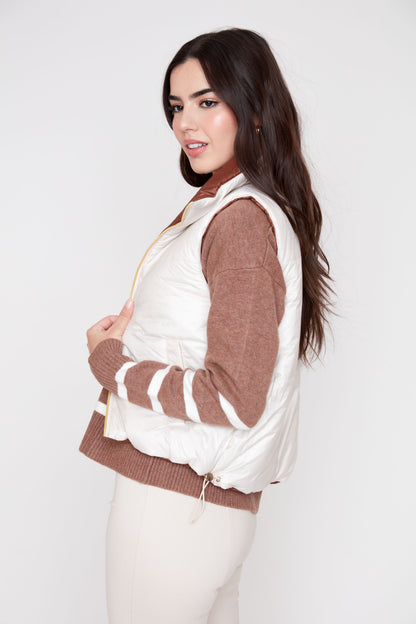 Luxe Quilted Reversible Cropped Vest - Tiramisu