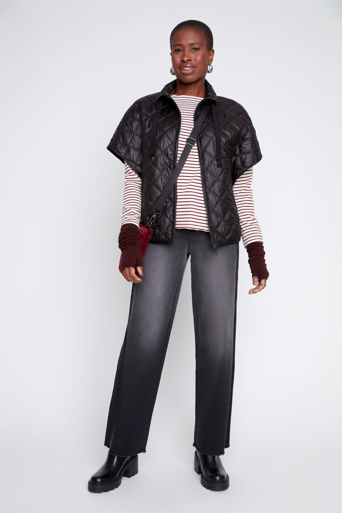 Luxe Quilted Poncho - Black