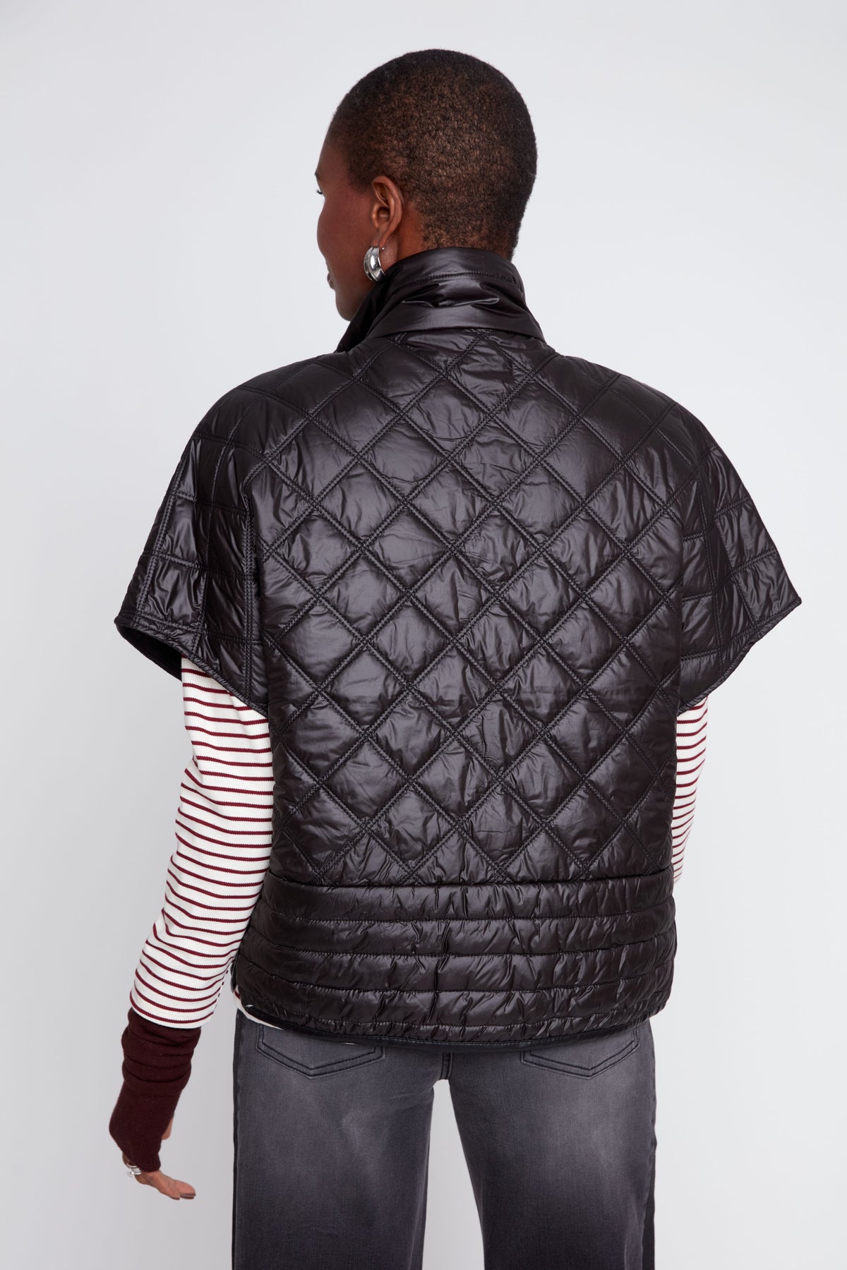 Luxe Quilted Poncho - Black