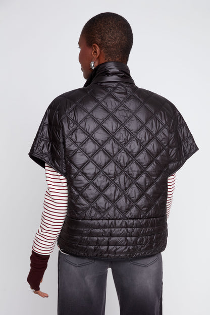 Luxe Quilted Poncho - Black