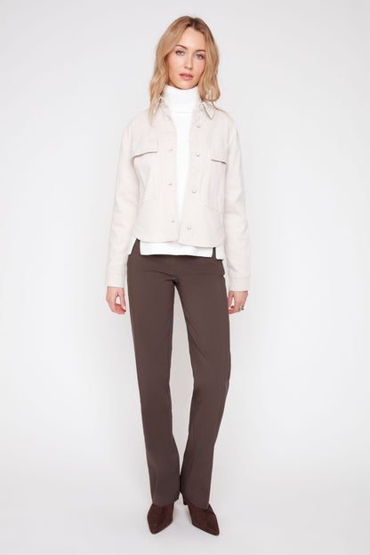 Luxe Tencel Long Sleeve Boxy Jacket - Oyster