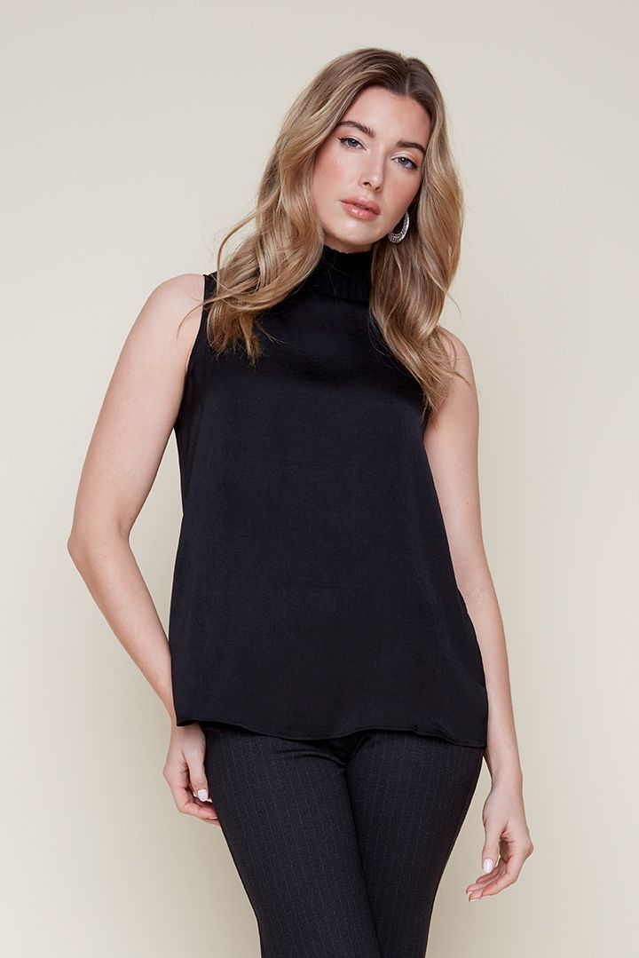 Timeless Airflow Mock Neck Blouse - Black