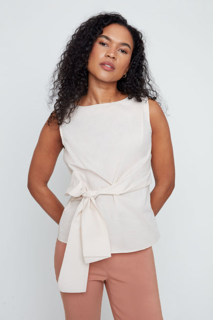 Crisp Classic Bow Top - Oyster