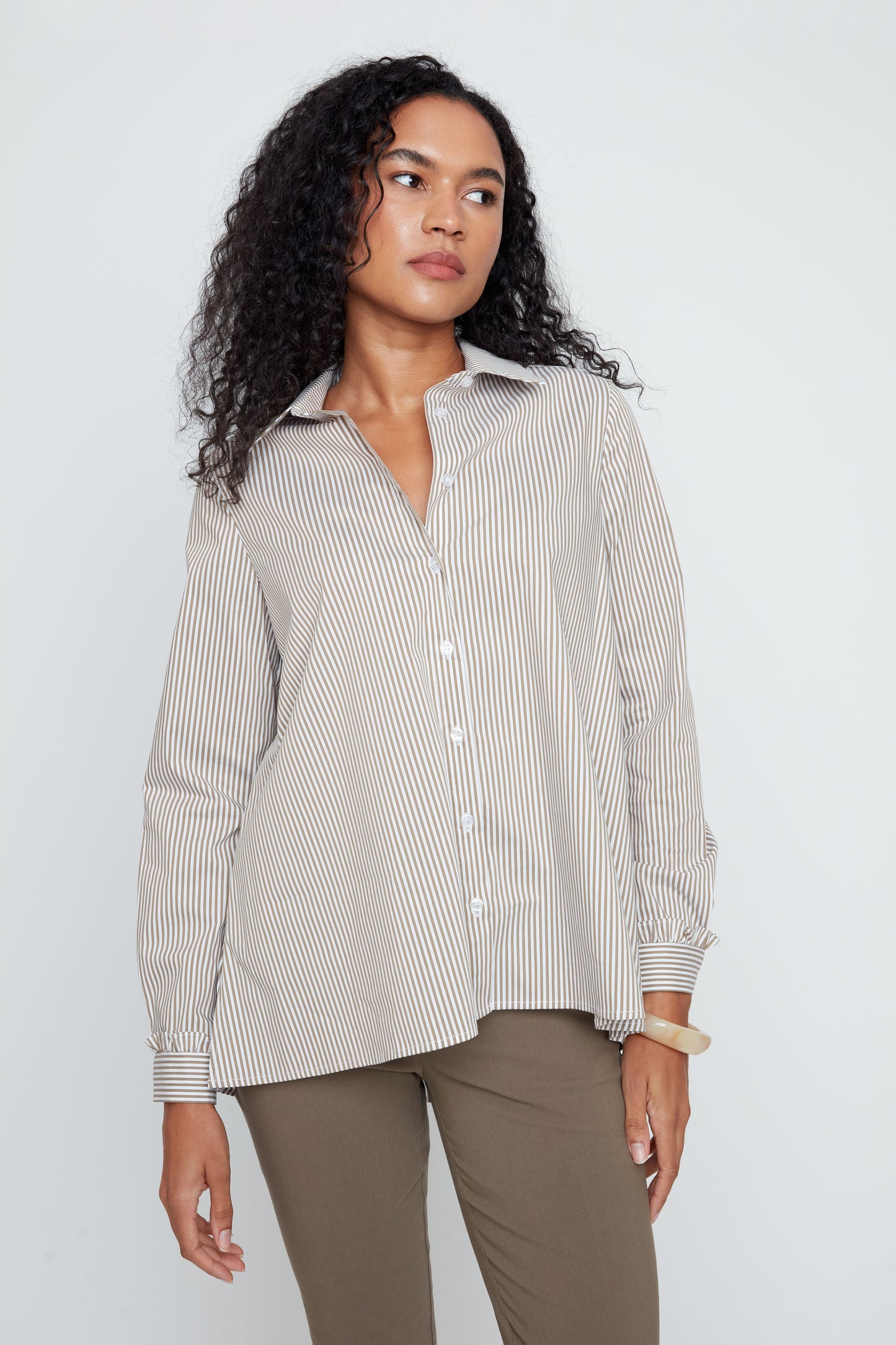 Ease Striped Shirt - Tan Combo