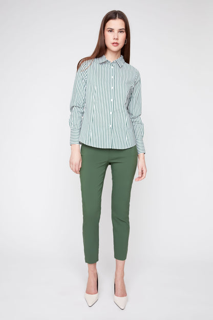 Crisp Bold Stripe Classics Long Sleeve Top - Olive Combo