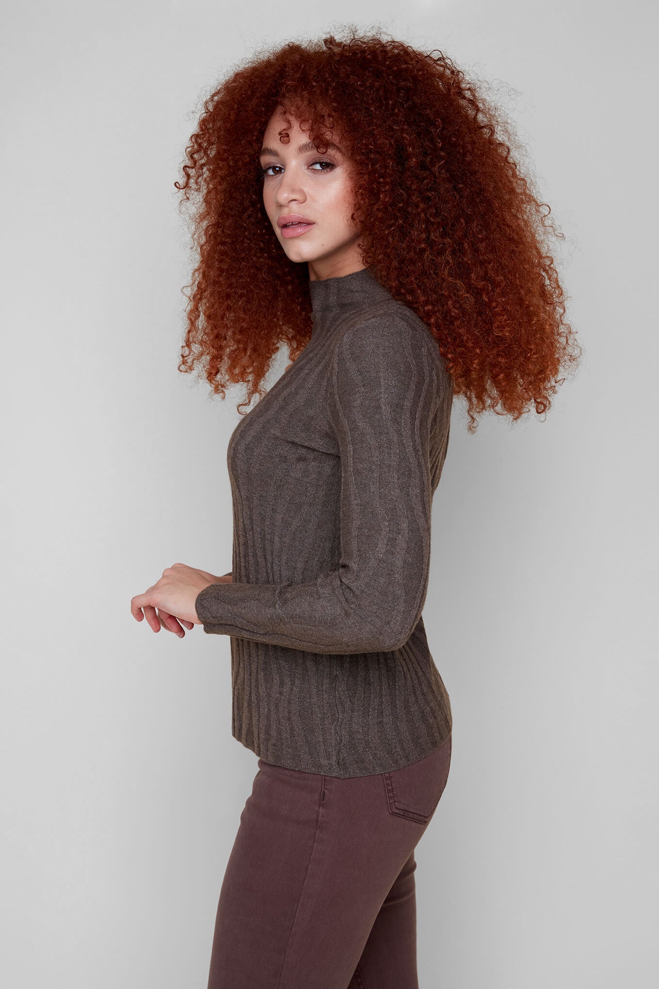 Comfy Yarn Knitted Sweater - Heather Chocolate