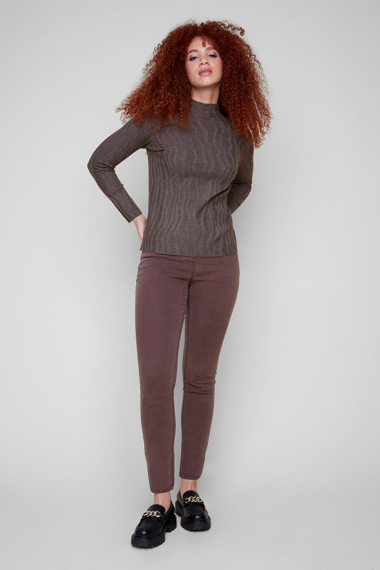 Comfy Yarn Knitted Sweater - Heather Chocolate