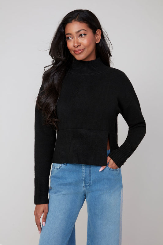 Split Hem Sweater - Black
