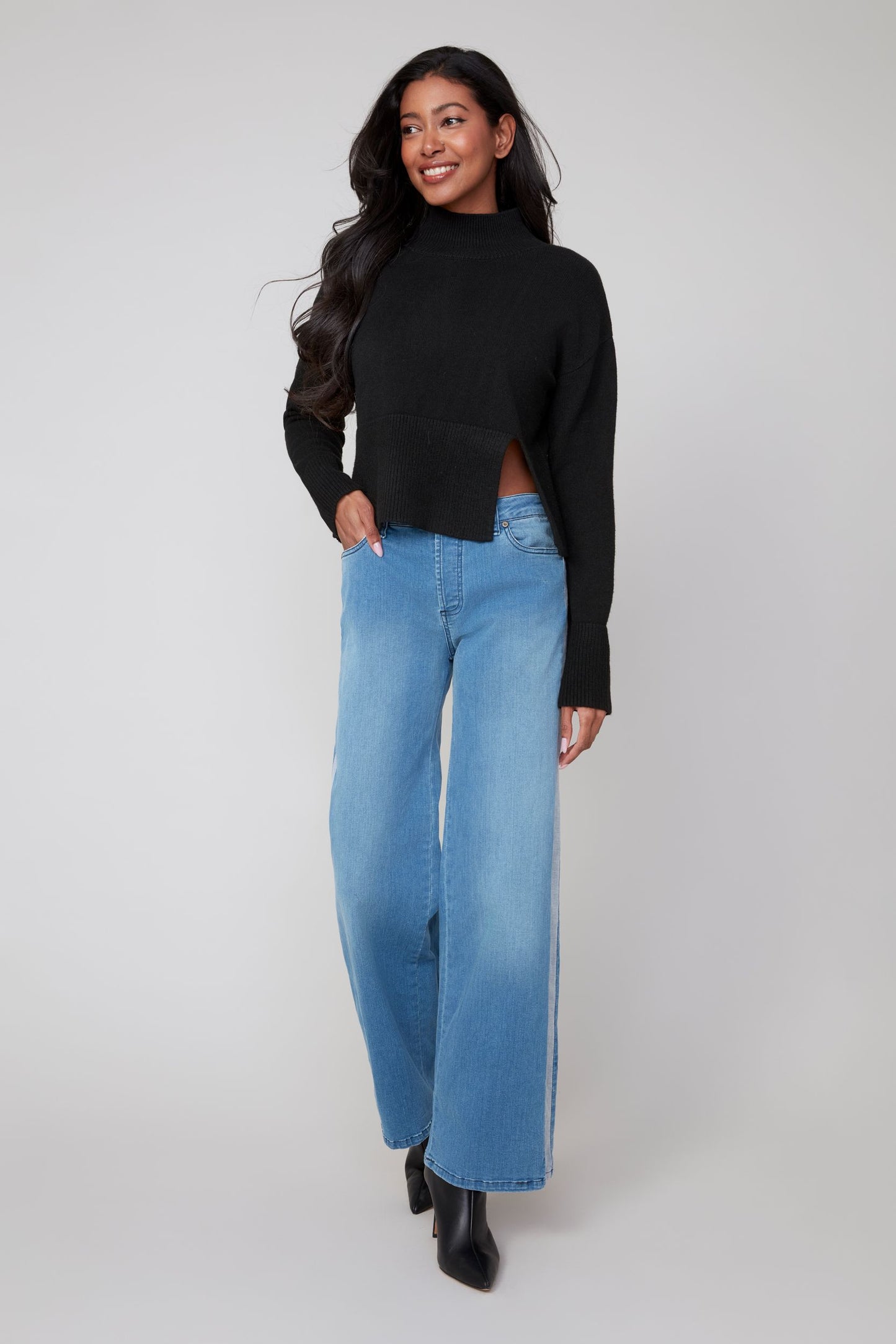 Split Hem Sweater - Black