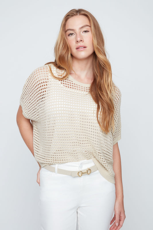 Crochet Knit Sweater Top - Gold