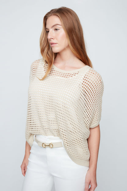 Crochet Knit Sweater Top - Gold